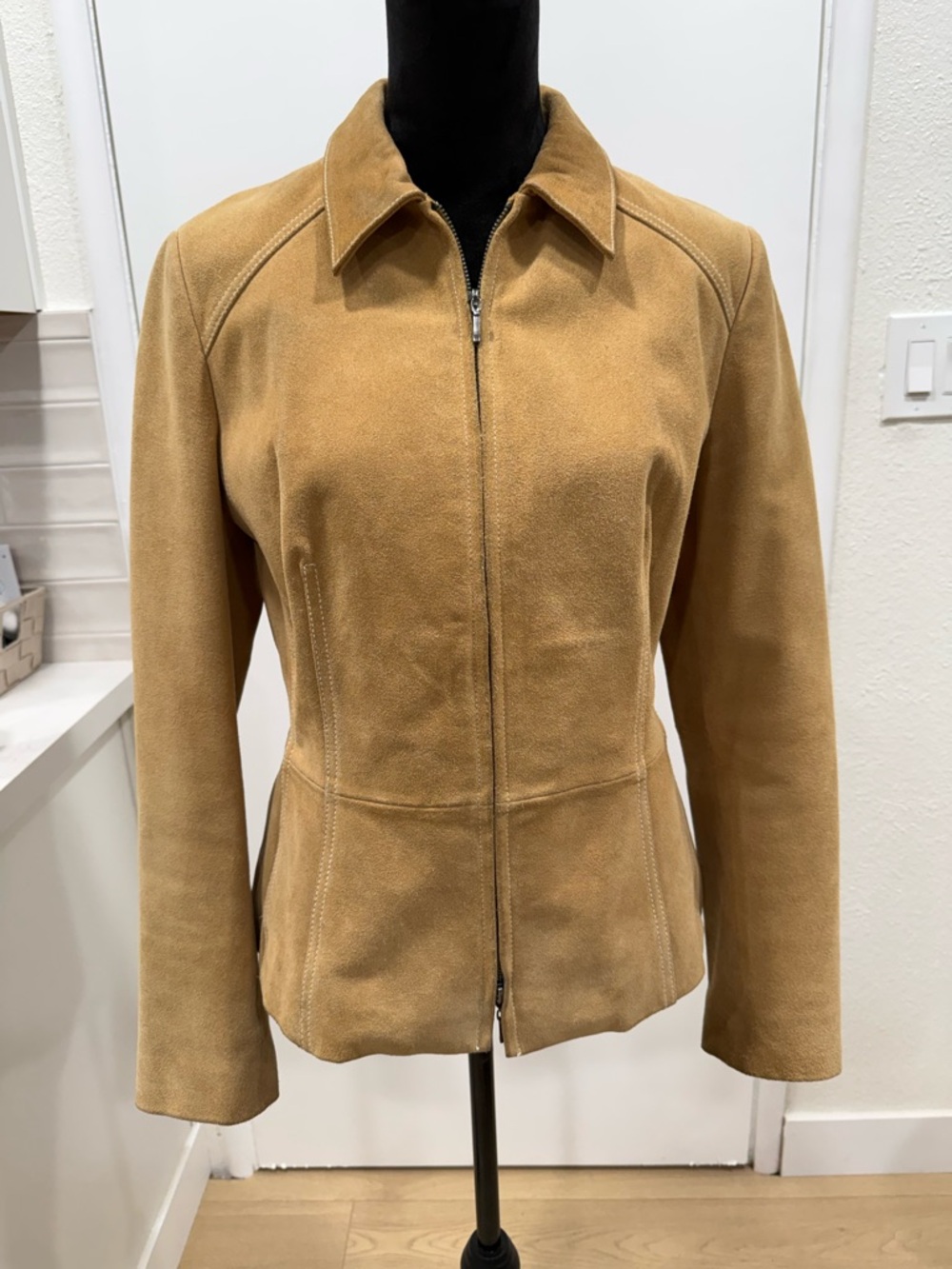 Y2K George ME Mark Eisen Tan Suede Leather Zip Jacket L